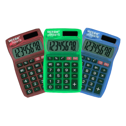 8 Digit Pocket Calculator in Translucent Bright Colors - (Model Num. 700BTS)