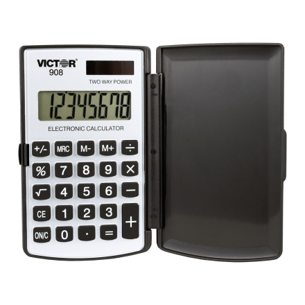 8 Digit Executive Handheld Calculator with Double-Hinged Cover (Model No. 908)
