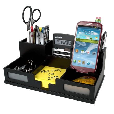Midnight Black Desk Organizer with Smart Phone Holder(TM) (1) (Model Num. 9525-5)