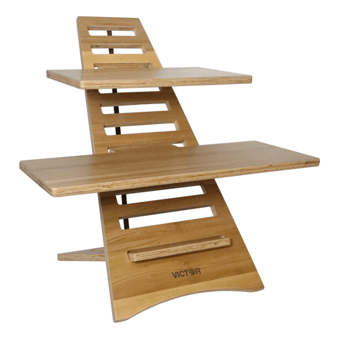 High Rise(TM) Acacia Wood Laptop Standing Desk with Two Work Surface Trays (2) (Model Num. DC175A)
