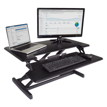 Black High Rise(TM) Height Adjustable Compact Standing Desk with Keyboard Tray (1) (Model Num. DCX610B)
