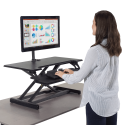 Black High Rise(TM) Height Adjustable Compact Standing Desk with Keyboard Tray (5) (Model Num. DCX610B)