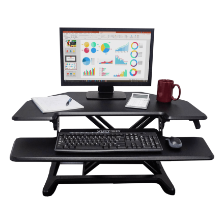 High Rise(TM) Height Adjustable Corner Standing Desk with Removable Keyboard Tray (1) (Model Num. DCX650)