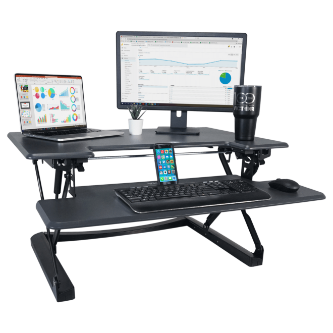 High Rise(TM) Height Adjustable Standing Desk with Keyboard Tray (1) (Model Num. DCX760G)